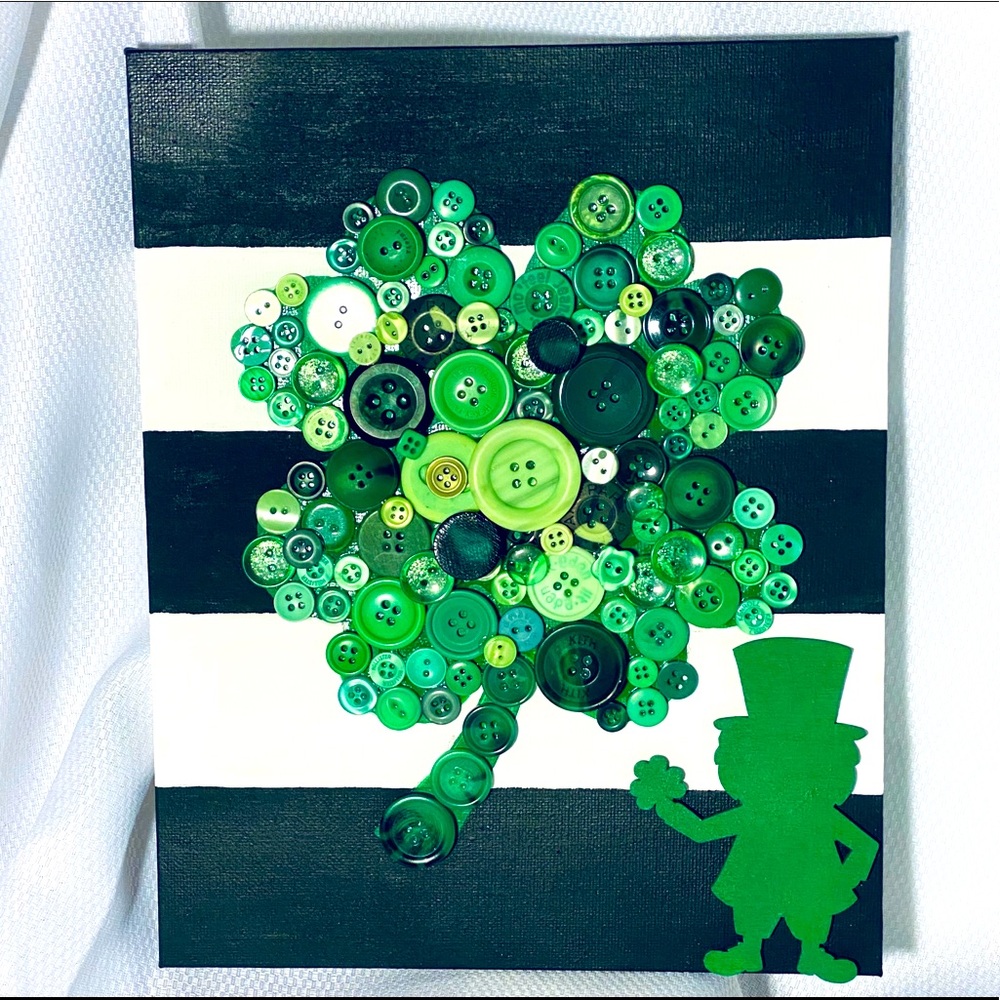 St. Patrick’s Day Canvas Painted Button Artwork